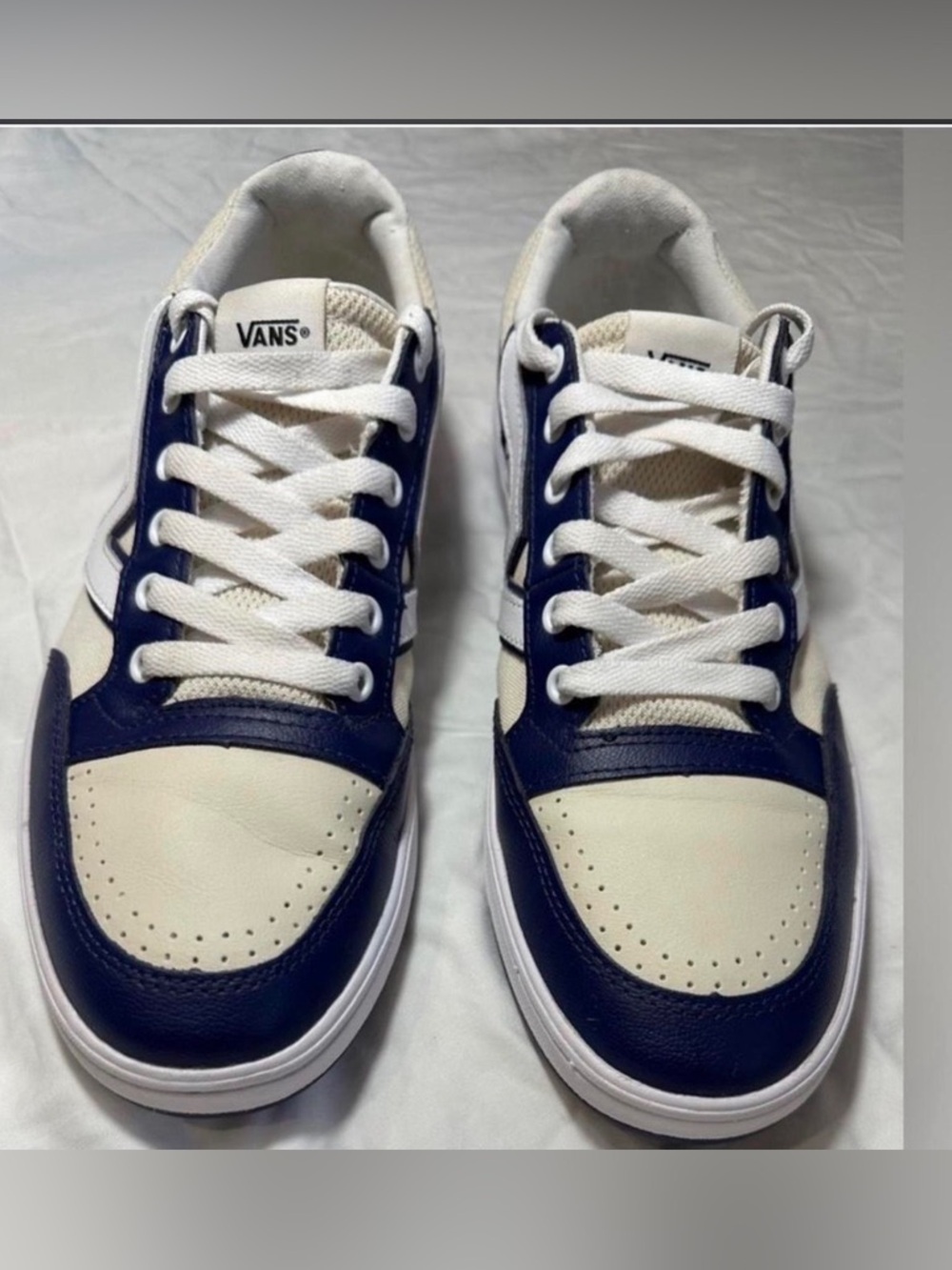 Vans Lowland Skate Comfy Cush (CC) Sneakers. Varsity Blue and white. Men’s 12